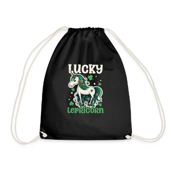 Irish Unicorn St Patricks Lucky Lepricorn - Drawstring Bag - black - Front