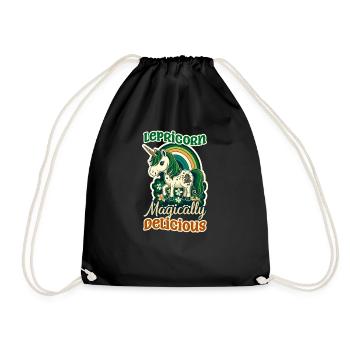 Irish Unicorn St Patricks Lepricorn Delicious - Drawstring Bag - black - Front