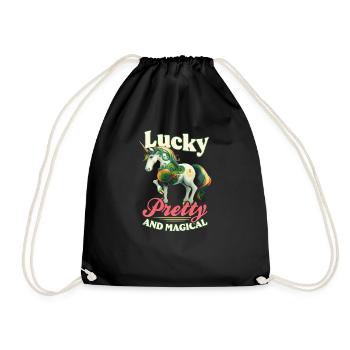 Irish Unicorn St Patricks Lucky And Magical - Drawstring Bag - black - Front