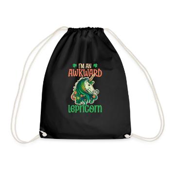 Irish Unicorn St Patricks Awkward Lepricorn - Drawstring Bag - black - Front