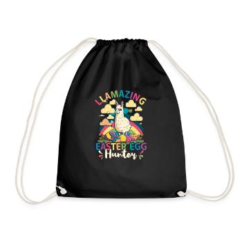 Christian Easter Llamazing Easter Egg Hunter - Drawstring Bag - black - Front
