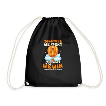 Kidney Cancer Awareness Together Fight Win - Drawstring Bag - black - Front