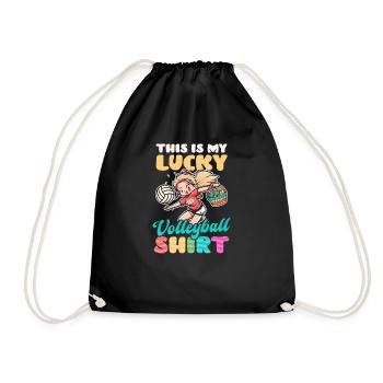 Volleyball Easter Lucky Volleyball Outfit - Drawstring Bag - black - Front