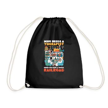 Model Railroad Who Needs Therapist When Have - Drawstring Bag - black - Front