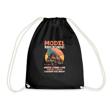 Model Railroad I Know I Bought Too Much - Drawstring Bag - black - Front