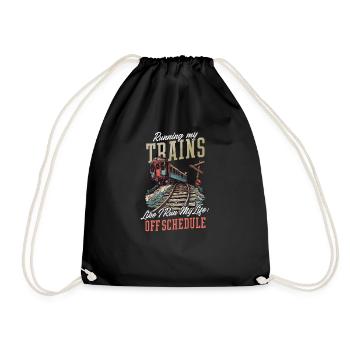 Model Railroad Trains Like My Life: Off Schedule - Drawstring Bag - black - Front