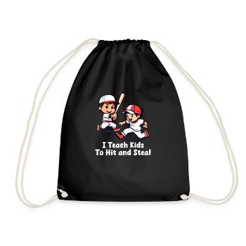 Baseball Coach Teach Kids Hit And Steal - Drawstring Bag - black - Front