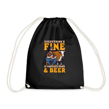 Kuhbauer in Ordnung, wenn Kühe und Bier haben - Turnbeutel - Schwarz - Vorne