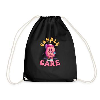 Candle Making Candle With Care - Drawstring Bag - black - Front