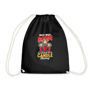 Candle Making Wick, Wick, Boom The Explosive Art - Drawstring Bag - black - Front