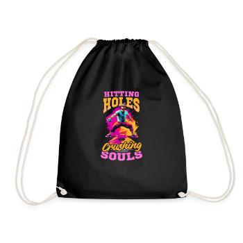 Cornhole Hitting Holes Crushing Souls - Drawstring Bag - black - Front