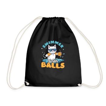 Water Polo Swimmer With Balls - Drawstring Bag - black - Front