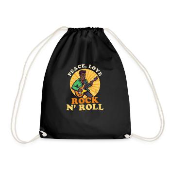 Rock Music Peace Love RockAnd Roll - Drawstring Bag - black - Front