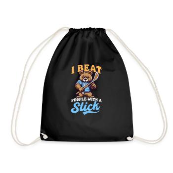 Lacrosse Coach Beat People Stick Bär - Turnbeutel - Schwarz - Vorne