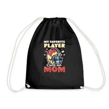 Football Mom Favorite Player Calls Mom - Drawstring Bag - black - Front