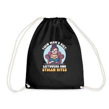 Twin Mom Twin Mom's Diet: Leftovers and Stolen Bit - Drawstring Bag - black - Front