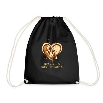 Zwillingsmutter: Doppelte Liebe, doppelter Kaffee - Turnbeutel - Schwarz - Vorne