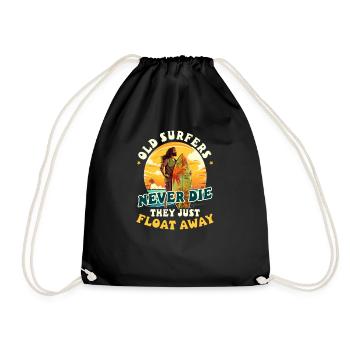 Surfer Old Surfer Never Die Float Away - Drawstring Bag - black - Front