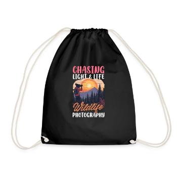 Wildlife Photographer Chasing Light & Life - Drawstring Bag - black - Front