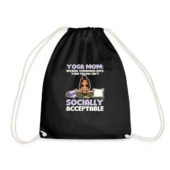 Yoga Mom Screaming into Pillow Isn't Acceptable - Drawstring Bag - black - Front