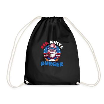 4 juillet Gnome américain rouge blanc et burger - Sac de sport léger - noir - Devant