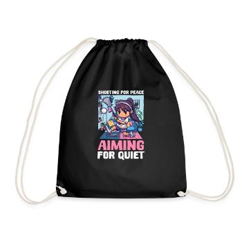 Lacrosse Mom Shooting for Peace, Aiming for Quiet - Drawstring Bag - black - Front