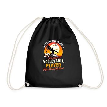Volleyball Dad Wait To Meet Player Mine Calls Dad - Drawstring Bag - black - Front