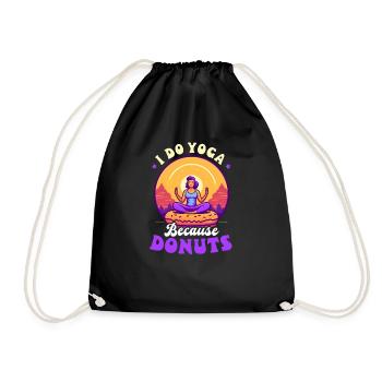 Donut Do Yoga Because Of Donuts - Drawstring Bag - black - Front