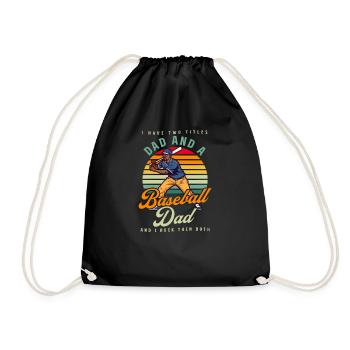 Baseball Papa Zwei Titel Papa Und Baseball Papa - Turnbeutel - Schwarz - Vorne