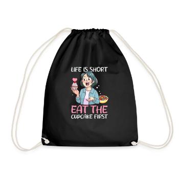 La vie d’un amateur de cupcakes est courte, mangez d’abord le cupcake - Sac de sport léger - noir - Devant