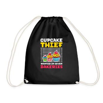 Voleur amateur de cupcakes : recherché dans sept boulangeries - Sac de sport léger - noir - Devant