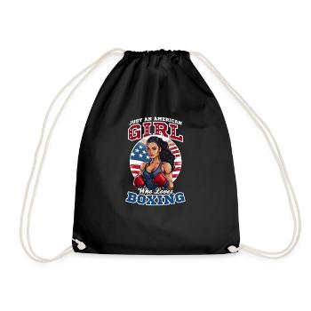 Boxing American Girl Loves Boxing - Drawstring Bag - black - Front