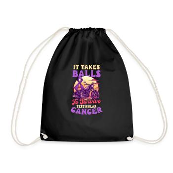 Testicular Cancer Awareness Takes Balls Survive - Drawstring Bag - black - Front