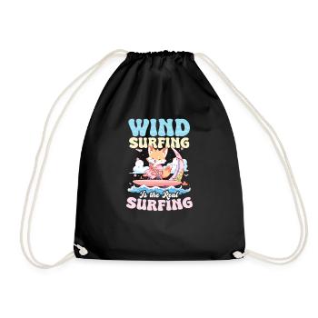 Windsurfen ist das wahre Surfen - Turnbeutel - Schwarz - Vorne