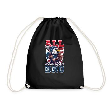 4th Of July Lacrosse All American Bro - Drawstring Bag - black - Front