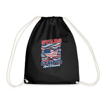 Patriotic 3D Printing Stars, Stripes, and Filament - Drawstring Bag - black - Front