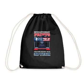 Patriotic 3D Printing Crafting History with 3D Tec - Drawstring Bag - black - Front