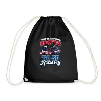 Patriotic 3D Printing Traditional Crafts 3D Artist - Drawstring Bag - black - Front