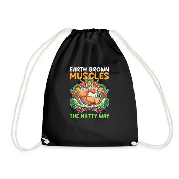 Natty Bodybuilder Earth Grown Muscles: The Natty - Drawstring Bag - black - Front
