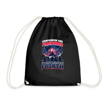 Patriotic Buddhist Compassion and Fireworks - Drawstring Bag - black - Front