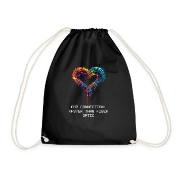 Geek Love Our Connection: Faster Than Fiber Optic - Drawstring Bag - black - Front