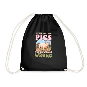 Pig Farmer Love Pigs Wrong Wrong - Drawstring Bag - black - Front