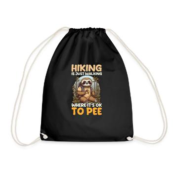 Funny Camping Hiking Walking Where It's Okay To Pe - Drawstring Bag - black - Front