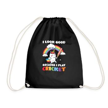Cricket Player Look Good Because Play - Drawstring Bag - black - Front