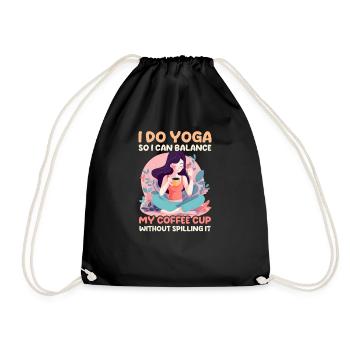 Lustiger Yoga-Liebhaber-Balance-Kaffee ohne zu verschütten - Turnbeutel - Schwarz - Vorne