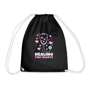 PICU Nurse Healing Tiny Hearts - Drawstring Bag - black - Front