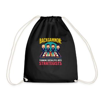 Funny Backgammon Turning Socialites into Strategis - Drawstring Bag - black - Front