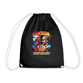 Funny Backgammon Game Starts Friendly, Ends Frenem - Drawstring Bag - black - Front