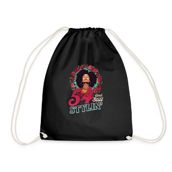54th Birthday 54 and Still Stylin' - Drawstring Bag - black - Front