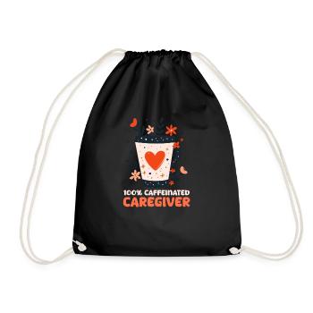 MDS Nurse 100% Caffeinated Caregiver - Drawstring Bag - black - Front